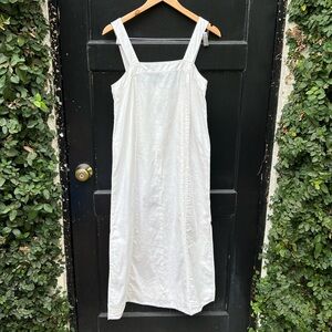 Madewell Linen-Cotton Princess-Seamed Midi Dress in Lighthouse Size S